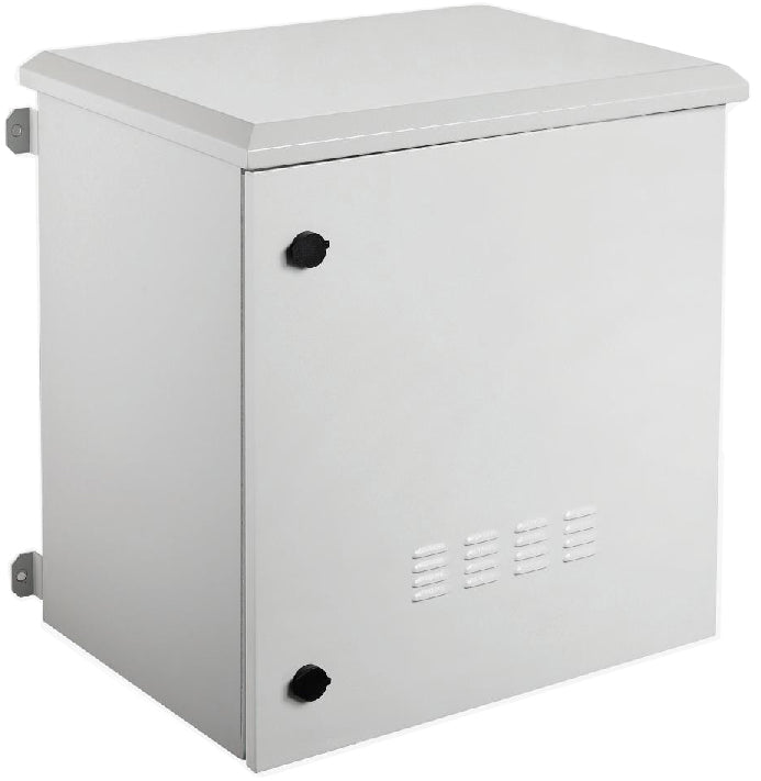 07-6606W-27 6U 27cm(10.5 inch) Depth Wall / Pole Mount Outdoor Weather-Proof Network Cabinet - Fans, Locking Metal Door