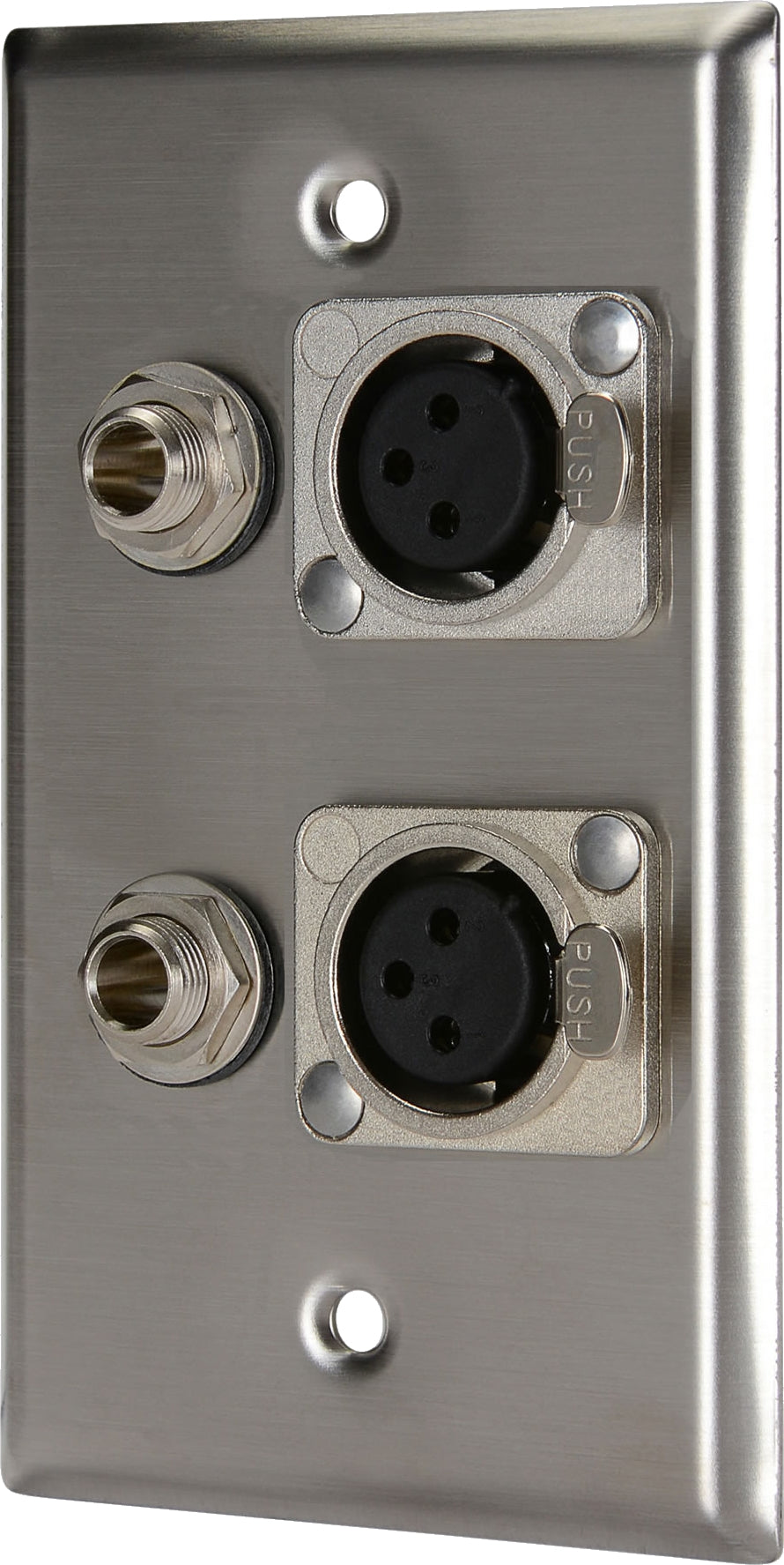 07-6072-24 Stainless Steel Wall Plate with 2*XLR Female & 2*1/4 Inch TRS Stereo