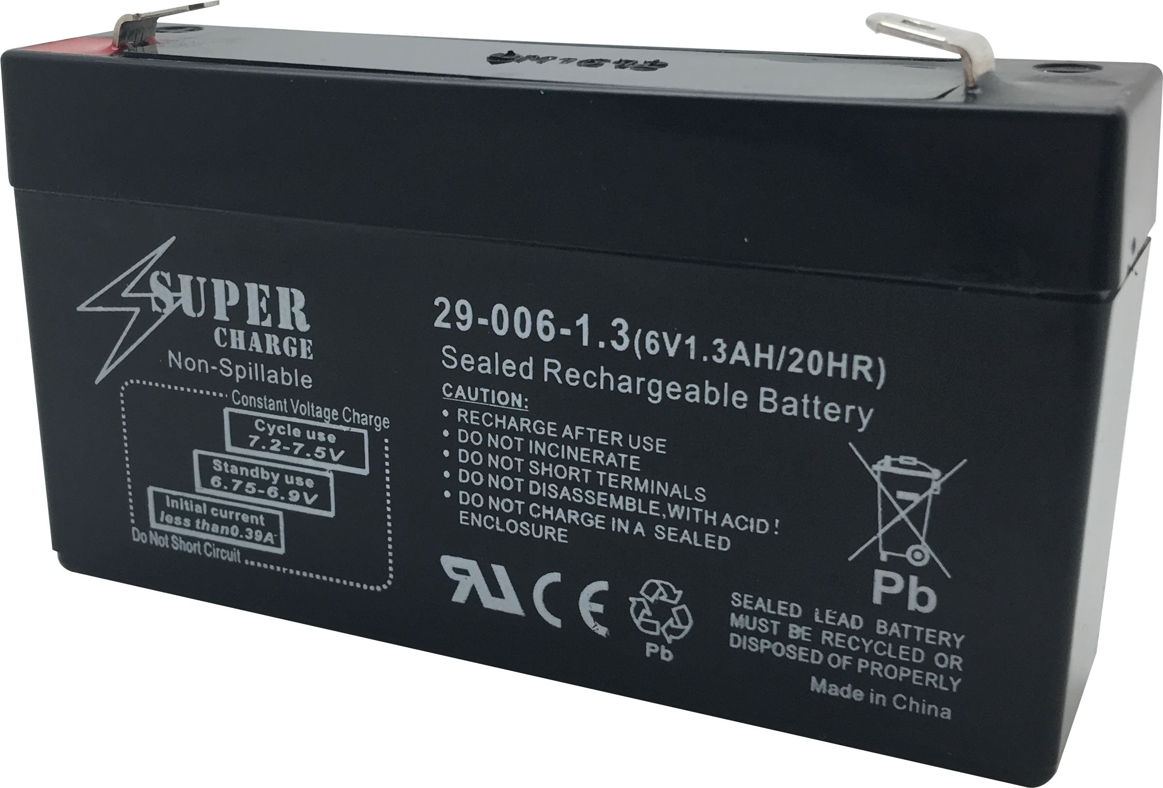 29-006-1.3 Rechargeable Battery 6V 1.3AH 20HR