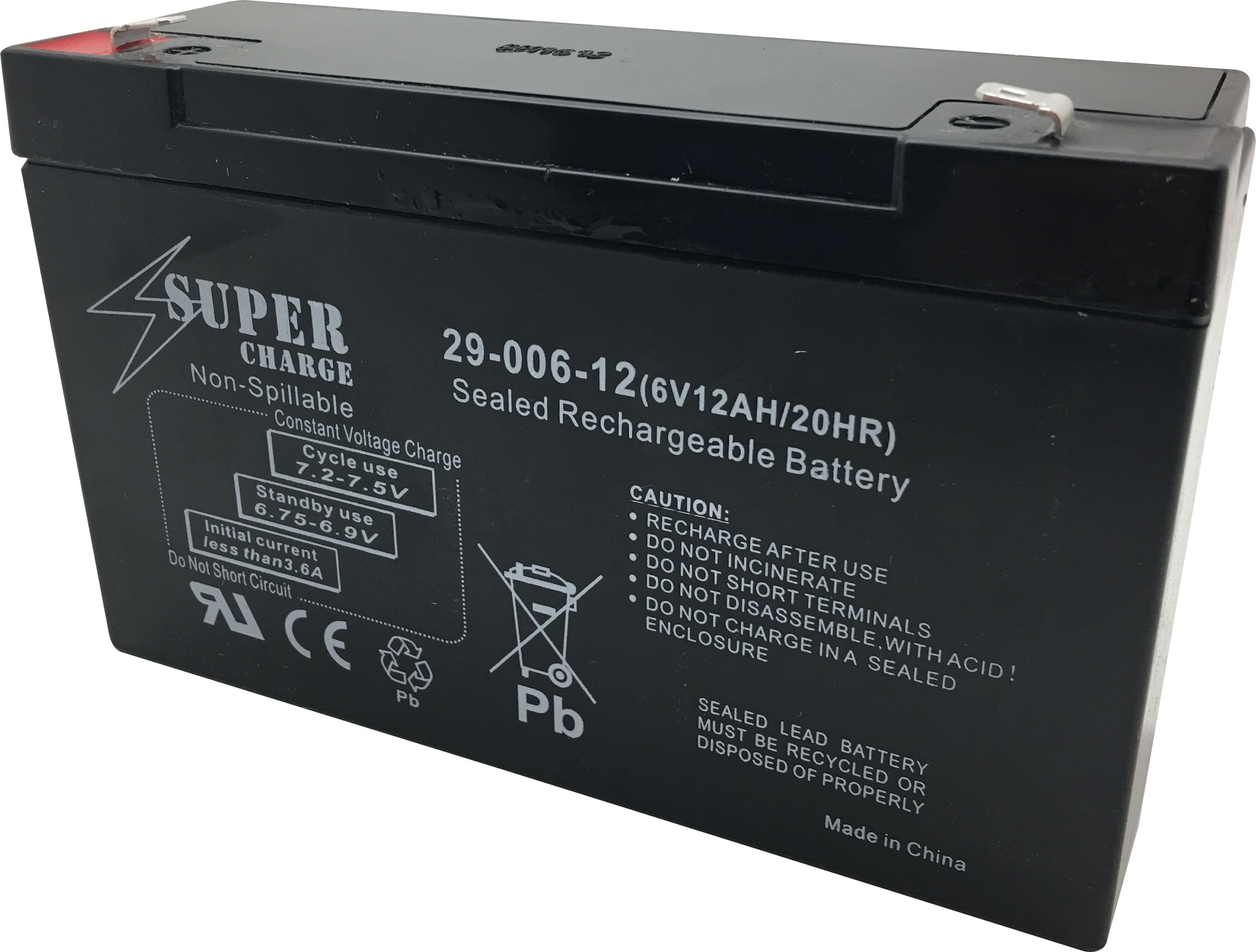 29-006-12 Rechargeable Battery 6V 12AH 20HR