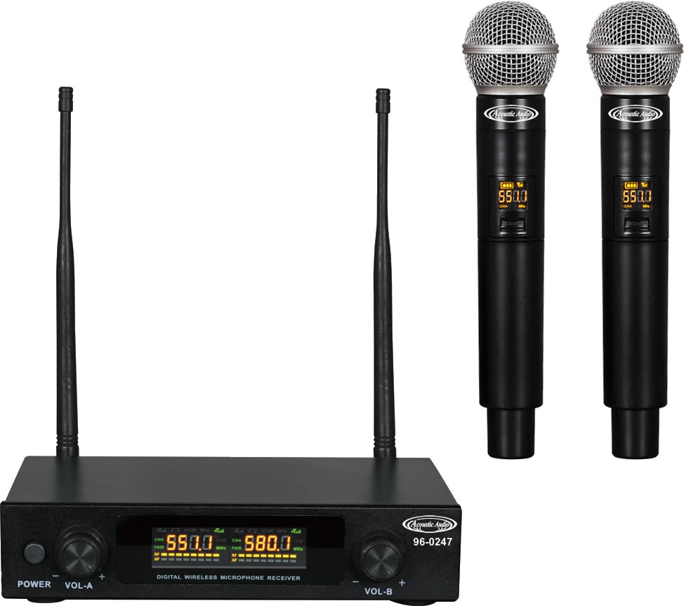 96-0247 Compact UHF Professional Wireless Microphone Systems - 2*Wireless Microphones