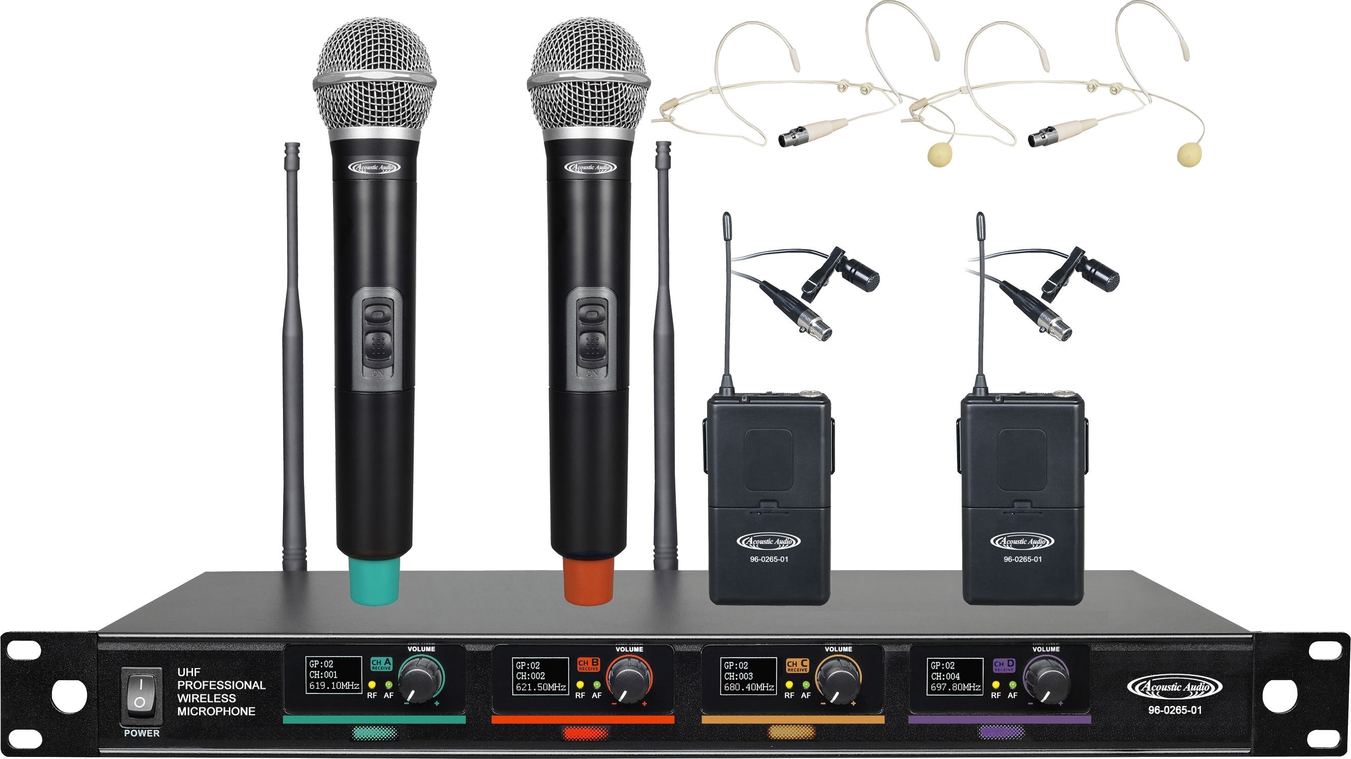 96-0265-01 UHF Professional Wireless Microphone Systems - 2*Wireless Microphones & 2*Headsets