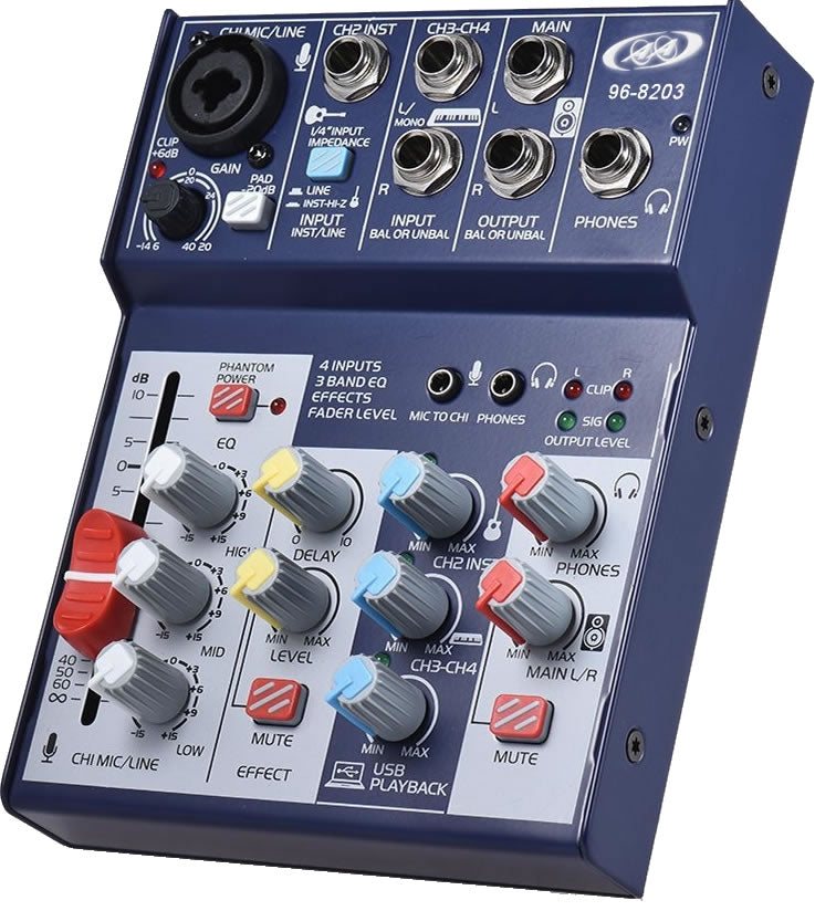 96-8203 Compact 4 Channels USB Interface Mixer