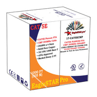 17-CAT5ECMP CAT5E Bulk Cable FT6 cUL Certified Plenum CMP Fire Rated 24AWG x 4 Pairs Solid Pure Copper 1000FT Marked Every 2FT