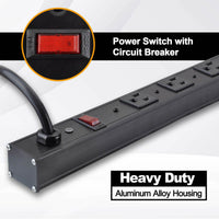 42-0412BK ETL certified 12 outlets Aluminum Power Bar - BLACK