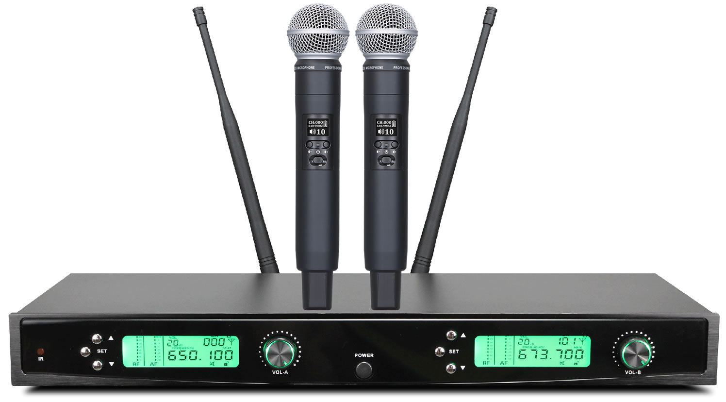 96-0258 Wireless Mircophone System With 2 Handheld