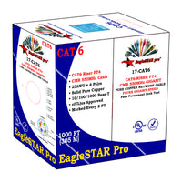 17-CAT6CMR CAT6 Bulk Cable FT4 cUL Certified CMR 23AWG x 4 Pairs Solid Pure Copper 1000FT Marked Every 2FT