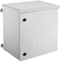 07-6604W-27 4U 27cm(10.5 inch) Depth Wall / Pole Mount Outdoor Weather-Proof Network Cabinet - Fans, Locking Metal Door