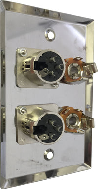 07-6072-24 Stainless Steel Wall Plate with 2*XLR Female & 2*1/4 Inch TRS Stereo