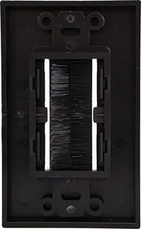 07-6086-01BK 1-Gang Brush Cable Pass Through Decorative Wall Plate - Black