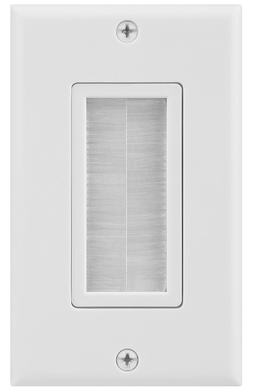 07-6086-01WH 1-Gang Brush Cable Pass Through Decorative Wall Plate - White