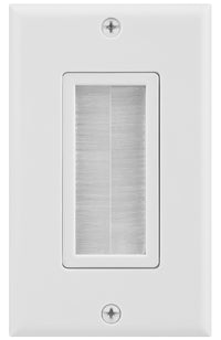 07-6086-01WH 1-Gang Brush Cable Pass Through Decorative Wall Plate - White