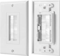 07-6086-01WH 1-Gang Brush Cable Pass Through Decorative Wall Plate - White