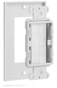 07-6086-01WH 1-Gang Brush Cable Pass Through Decorative Wall Plate - White