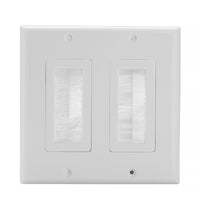 07-6086-02WH 2-Gang Brush Cable Pass Through Decorative Wall Plate - White