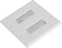 07-6086-02WH 2-Gang Brush Cable Pass Through Decorative Wall Plate - White