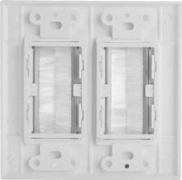 07-6086-02WH 2-Gang Brush Cable Pass Through Decorative Wall Plate - White