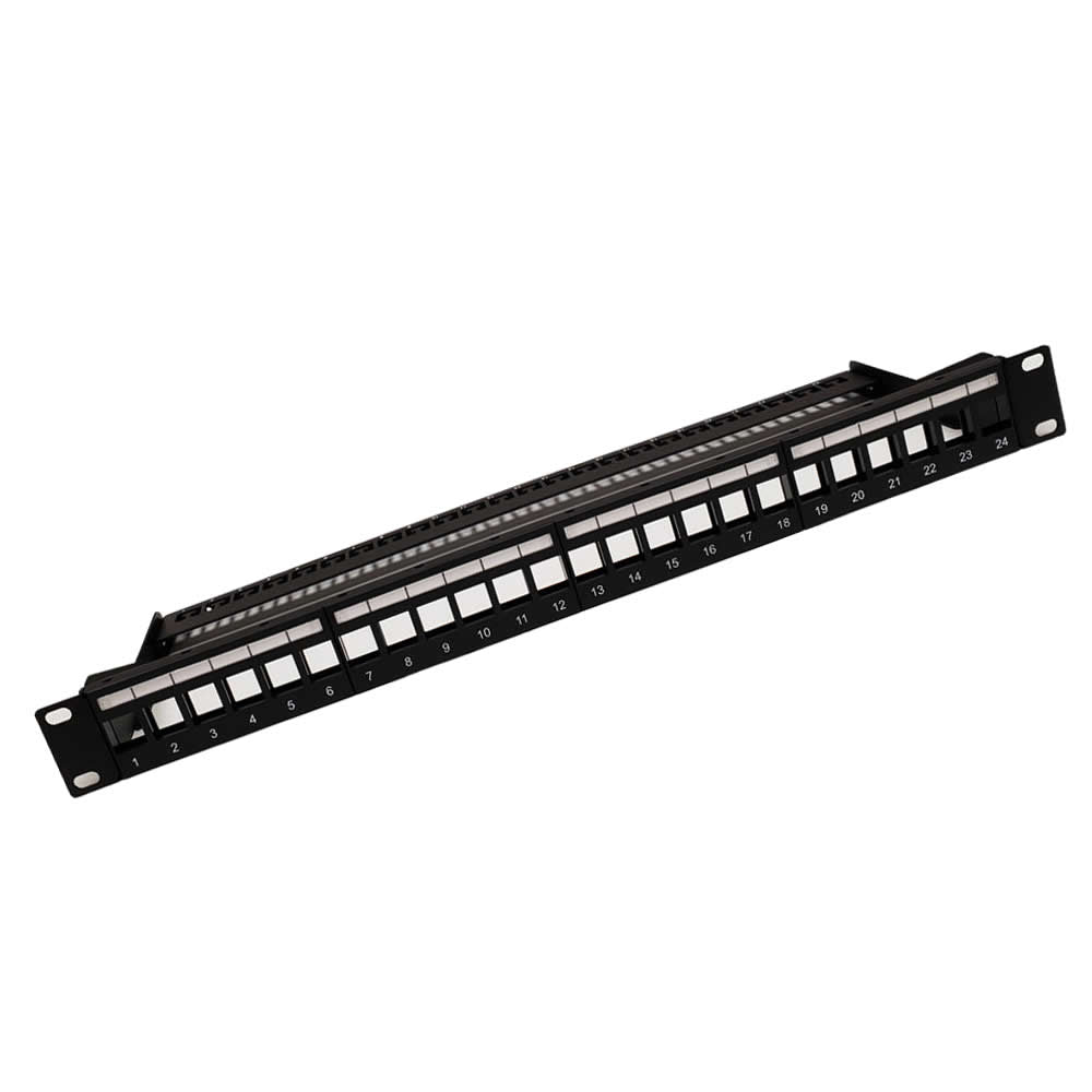 07-6203-01 1U 19" Metal Rack Mount 24-Port Blank Keystone Patch Panel with Detachable Cable Manager