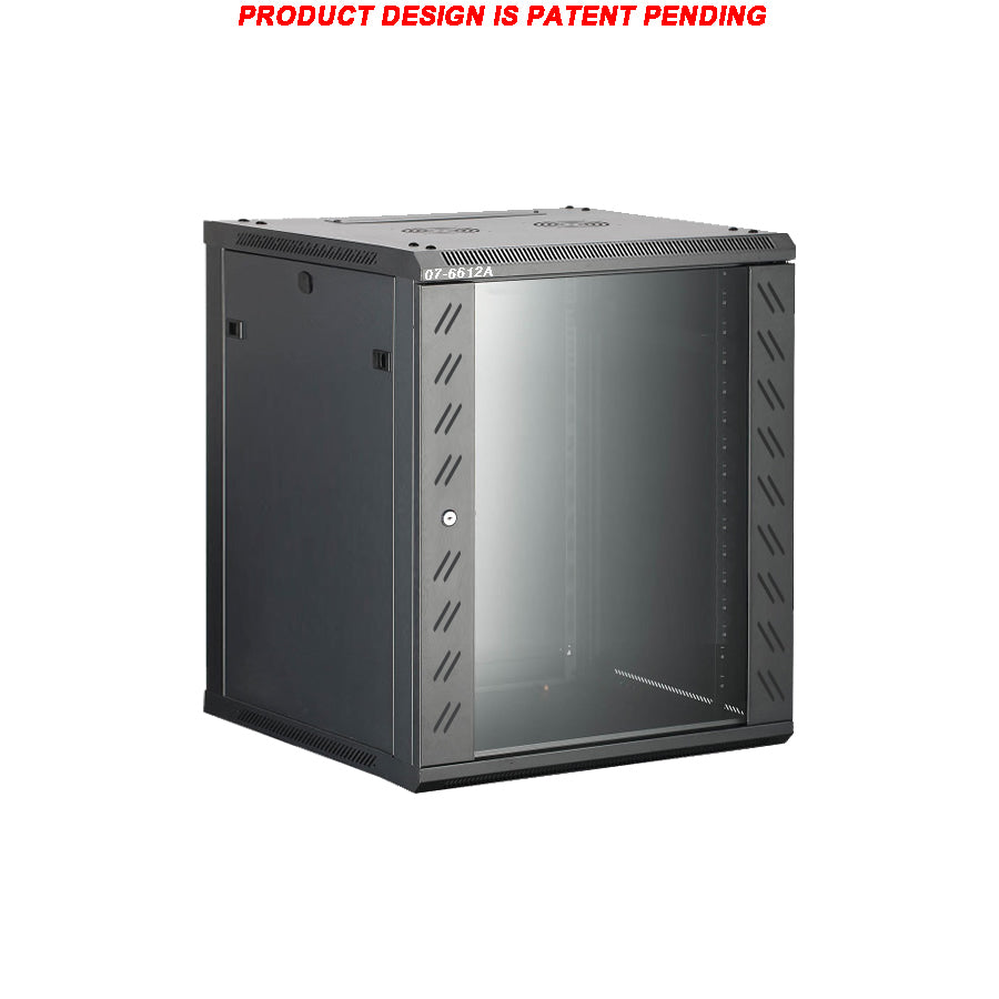 07-6612A 12U Wall Mount Network Cabinet - Extra Deep and Locking Glass Door