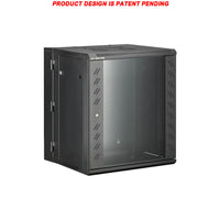 07-6612B 12U 55cm(21.5 inch) Depth Wall Mount Network Cabinet - Hinged, Locking Glass Door