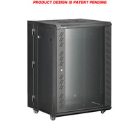 07-6615B 15U 55cm(21.5 inch) Depth Wall Mount Network Cabinet - Hinged, Locking Glass Door, Casters with Brake