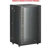07-6618B 18U 55cm(21.5 inch) Depth Server Network Cabinet - Hinged, Locking Glass Door, Casters with Brake