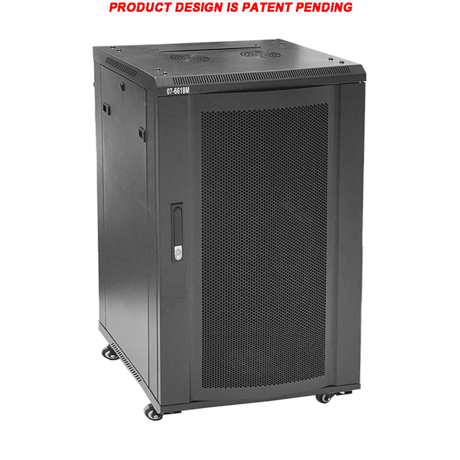 07-6618M 18U Wall Mount / Stand Network Server Cabinet with Metal Door, Casters with Brake