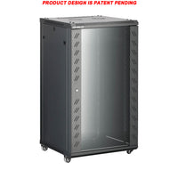 07-6618 18U 45cm(17.5 inch) Depth Server Network Cabinet - Locking Glass Door, Casters with Brake