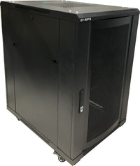 07-6818 18U 80cm(31.5 inch) Depth Server Network Cabinet - Locking Metal Door, 4 Fans, 1 Shelf, Heavy Duty Casters with Brake