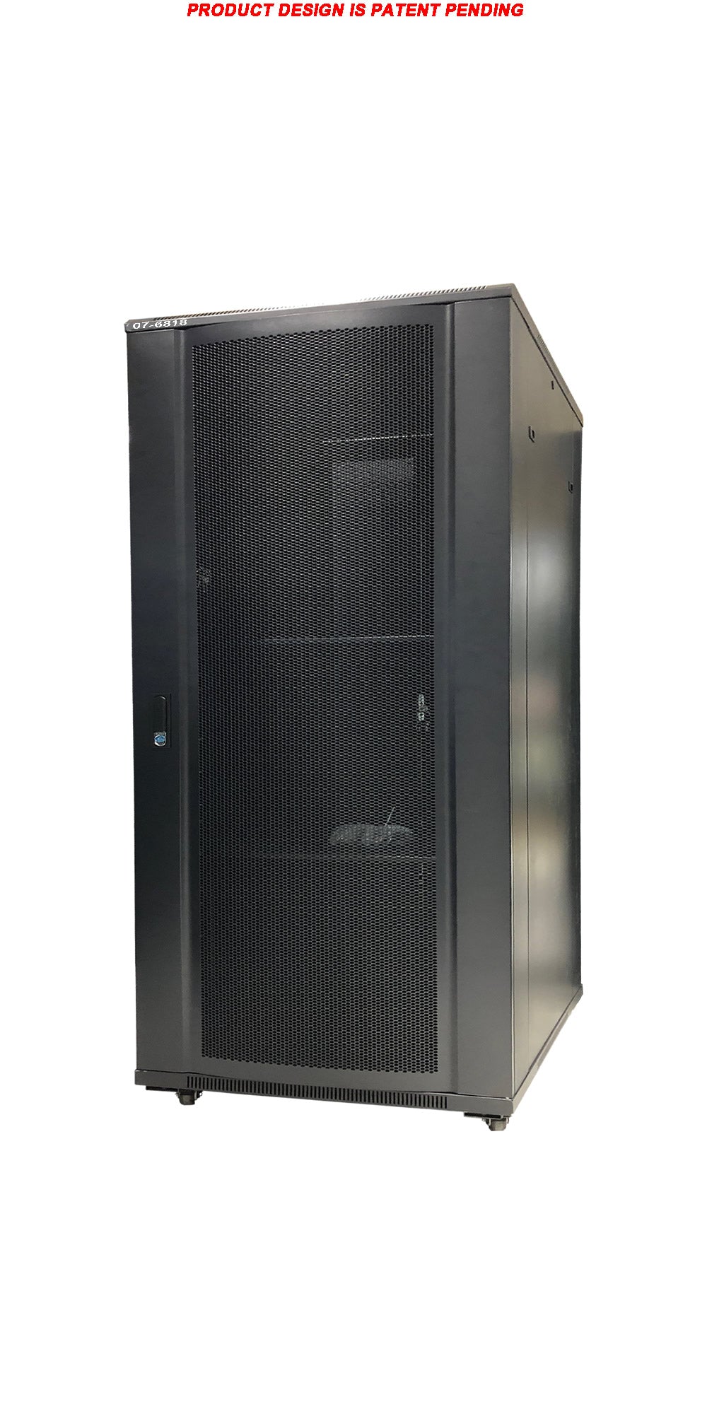 07-6818 18U Floor Standing Server Cabinet - 80cm Extra Deep, Metal Door, Heavy Duty Caster, Fan & Shelf