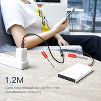 70-4CAMLT-PY01 (Micro +Type C+ iPhone) 3-in-1 Cable, 1.2Meter, 3.5A, Nylon Braided, Black