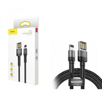 70-4CALKLF-HG1 Fast Charging Lightning Cable, 2M, Braided Wire, Grey Black, double-sided USB insertion