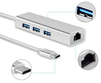16-6556 USB 3.1 Type C to RJ45 LAN 100Mbps+3*USB 3.0 Female Adapter