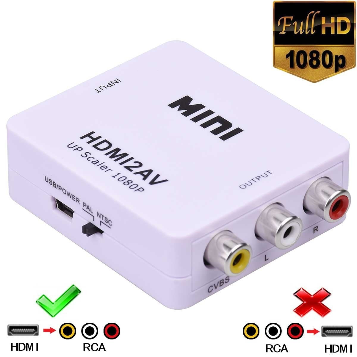 16-6710-01 HDMI to Composite Audio / Video Converter - Plastic Casing