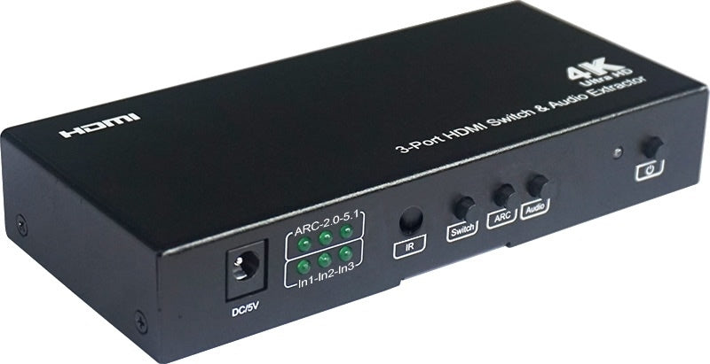 16-6831-42 HDMI 4K Version 2.0 Switcher 3 In 1 Out with Audio Extractor Support 4Kx2K@60Hz, ARC, CEC, HDR