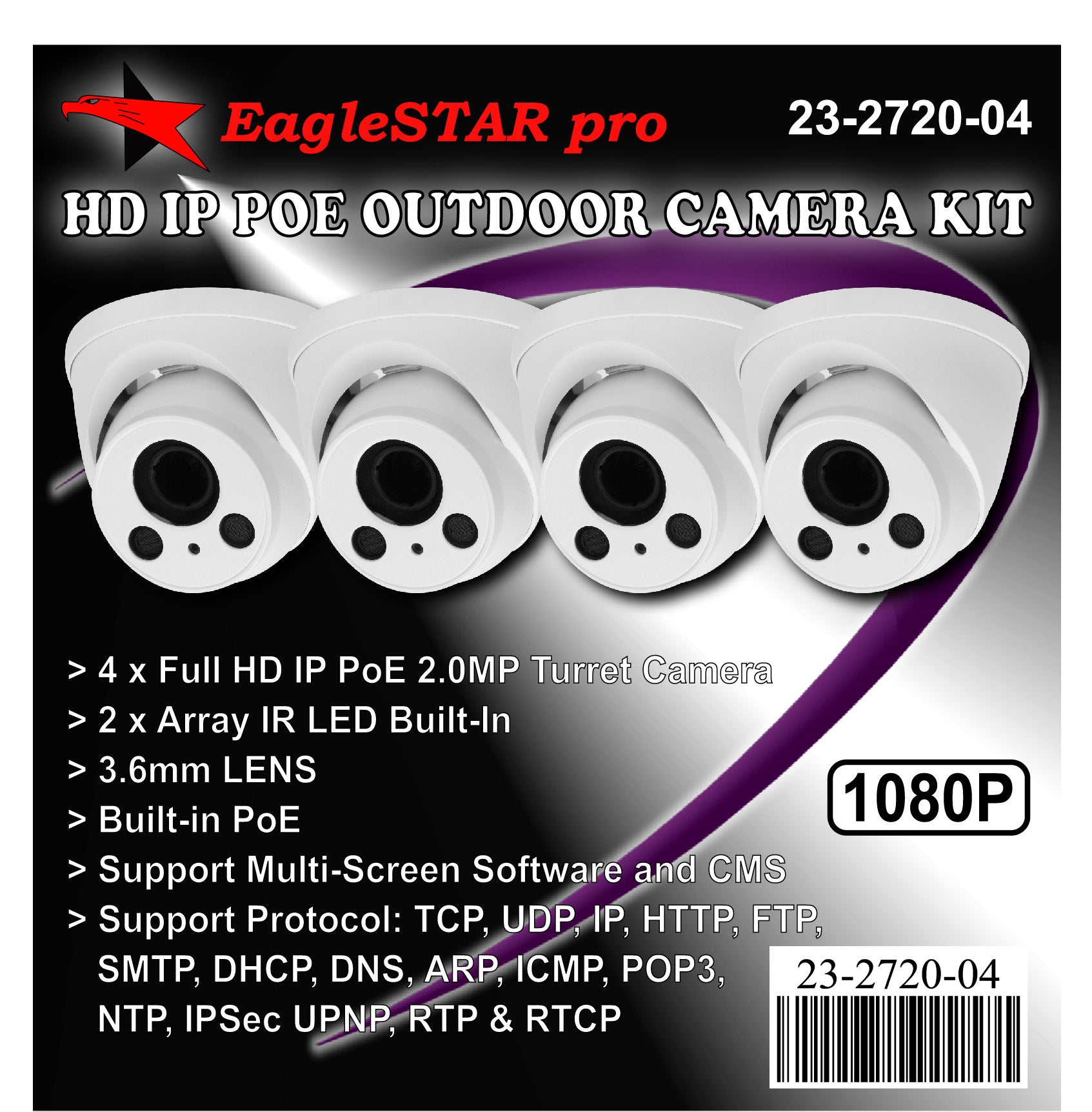 23-2720-04 2MP IR Eyeball Network Camera Kit (Set of 4 cameras)