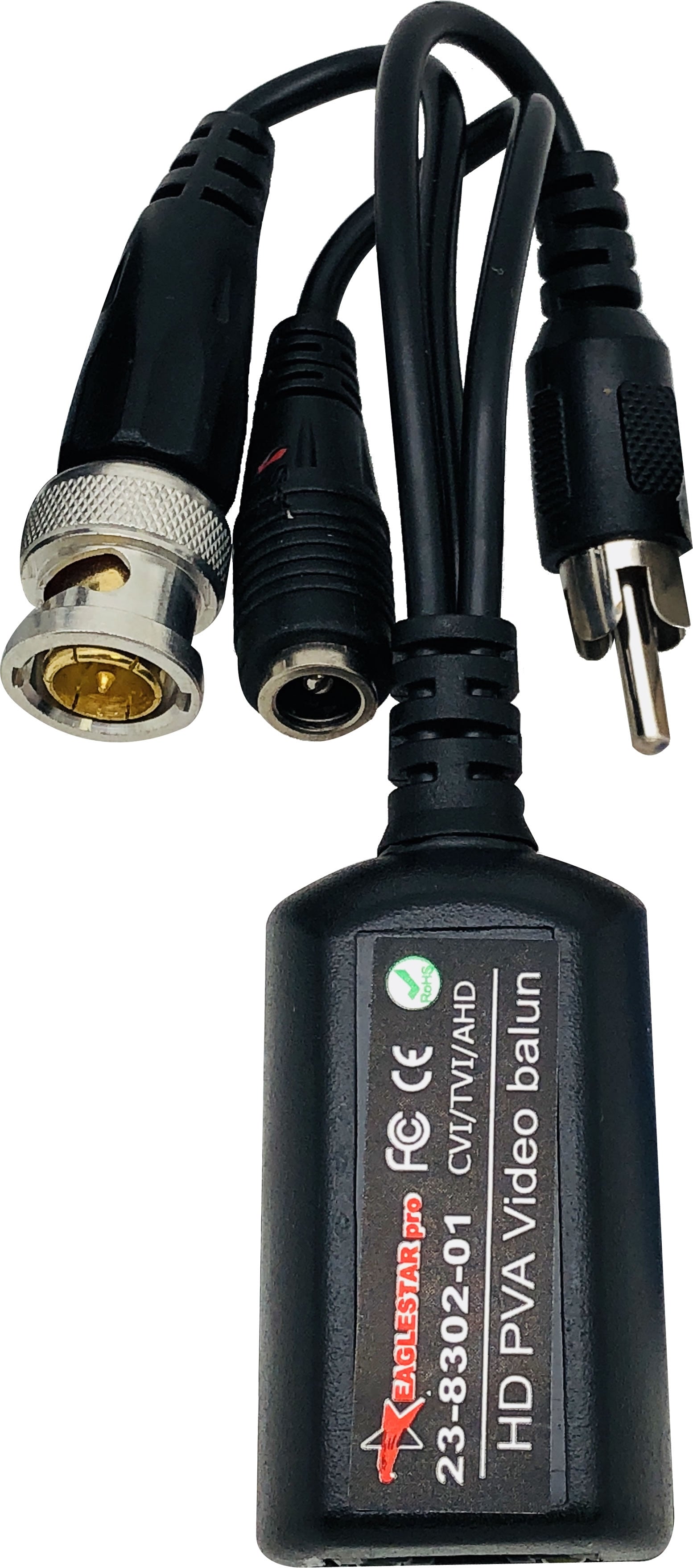 23-8302-01 RJ45 Jack Video Balun with DC Power, Audio Mini-Coax BNC