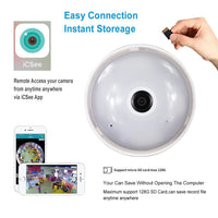 23-2113Y WiFi Camera 960P Panoramic Fisheye Camera Light Bulb Camera with Built in Bluetooth Speaker