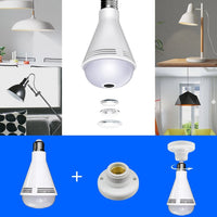 23-2113Y WiFi Camera 960P Panoramic Fisheye Camera Light Bulb Camera with Built in Bluetooth Speaker