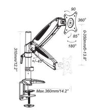 64-0345 Single Arm Tilt Swivel LCD Screen Monitor Desk Mount with Base for 15-27 inches Screen