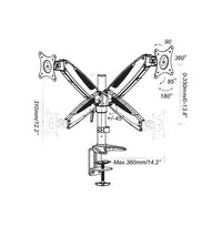 64-0347S Dual Arm Tilt Swivel LCD Screen Monitor Desk Mount with Base for 15-27 inches Screen