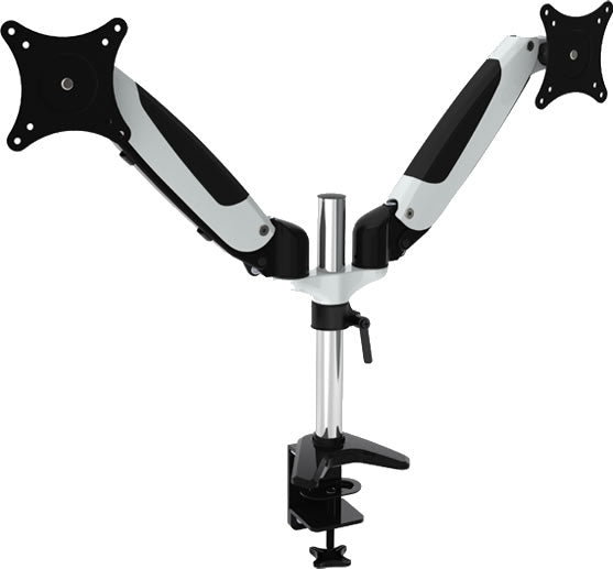 64-0347S Dual Arm Tilt Swivel LCD Screen Monitor Desk Mount with Base for 15-27 inches Screen