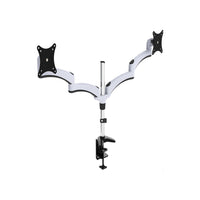64-0348D Double Arm Tilt Swivel LCD Screen Monitor Desk Mount with Base for 15-27 inches Screen
