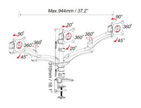 64-0349 Triple Arm Tilt Swivel LCD Screen Monitor Desk Mount with Base for 15-22 inches Screen
