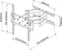 64-1147XL Full motion LCD LED TV Wall Mount Slimline Bracket for 42-80 inches TVs