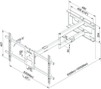 64-1152ML Full motion Flat LCD LED TV / Panels Wall Mount Slimline Bracket for 42-90 inches Screens
