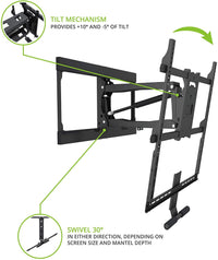 64-1156 Pull Down Fireplace TV Mount Bracket for 42 inches to 65 inches Flat Screen TVs