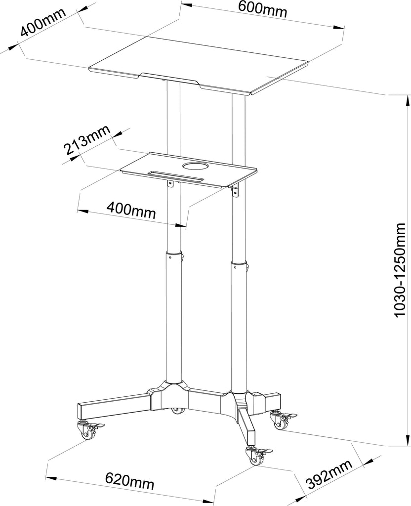 641210 Mobile Adjustable Height Stand Up Workstation AA Electronics