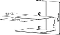 64-4052 Double Glass Shelf Unit for Wall Mounting DVD / Receiver
