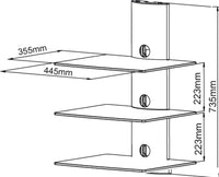 64-4053 Triple Glass Shelf Unit for Wall Mounting DVD / Receiver